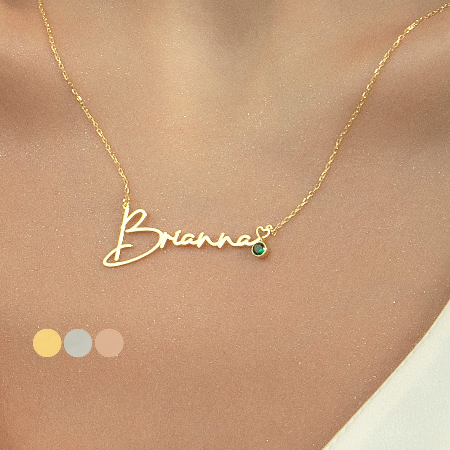 14K Solid Gold Name Necklace with Birthstone • Personalized Name Necklace • Custom Name Necklace • Personalized Gift • Mothers Day Gift