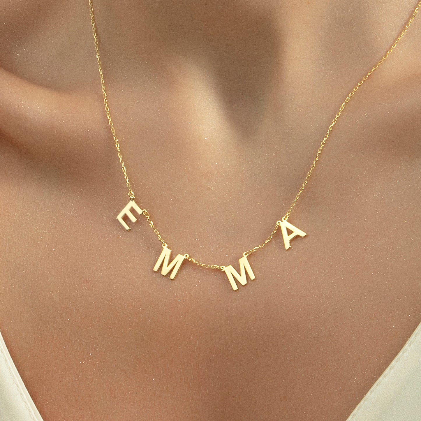 14K Gold Name Necklace, Personalized Name Necklace, Name Initial Necklace, Name Necklace, Anniversary Gift for Her, Valentines Day