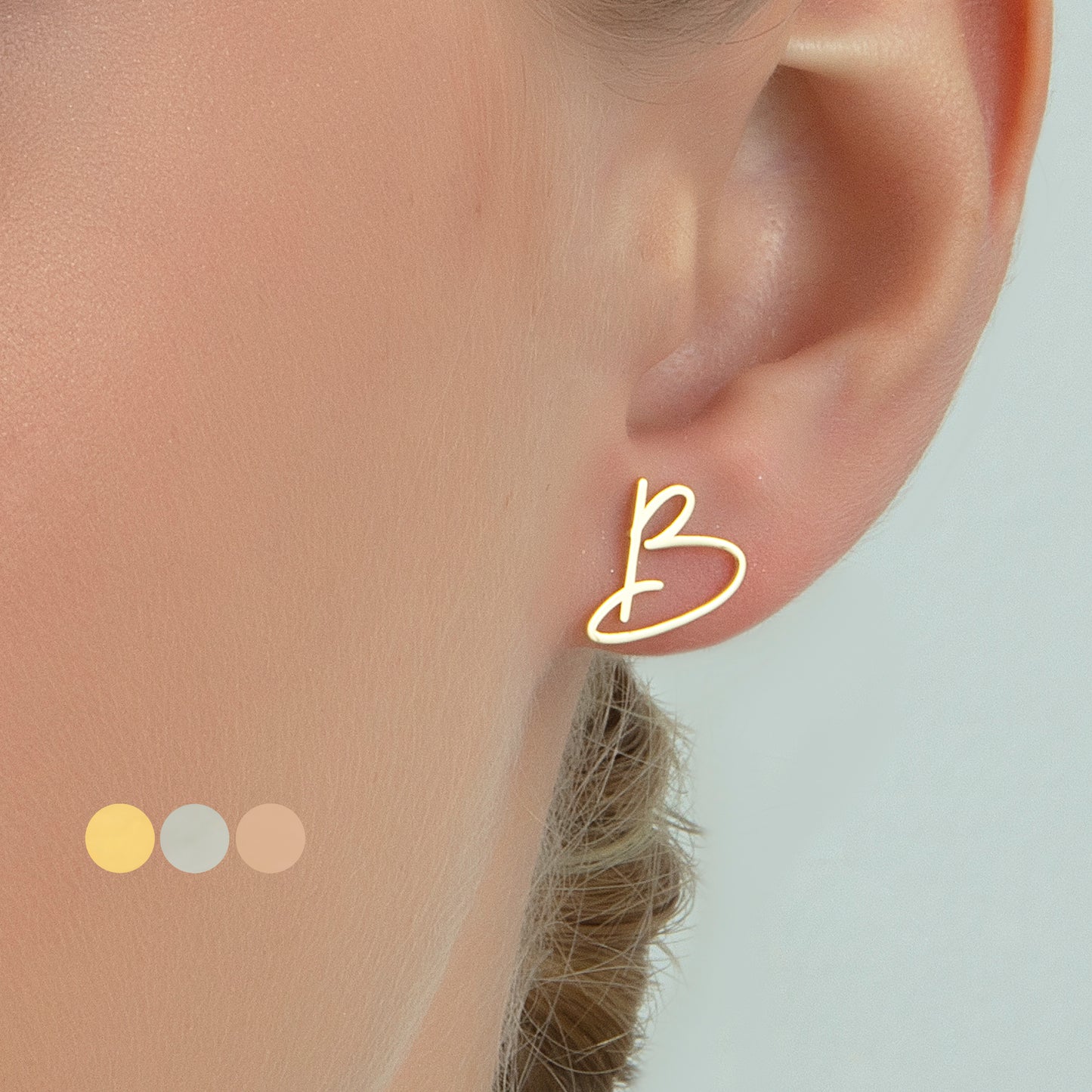 14K Solid Gold Initial Earrings, Old English Initial Earrings , Initial Stud Earrings, Custom Earrings, Personalized Earrings, Gift for Her